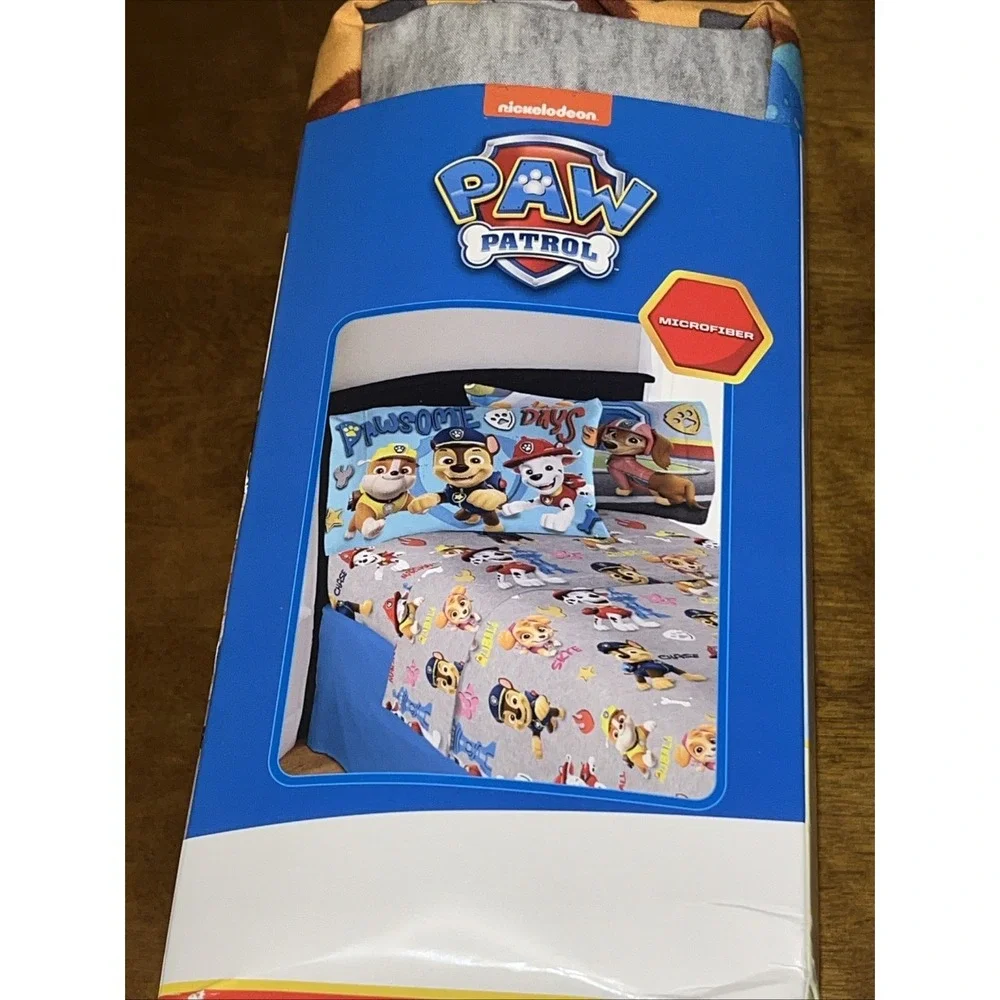 Paw Patrol Full Sheet Set Microfiber 4 Piece Fitted & Flat Sheet 2 Pillowcases
